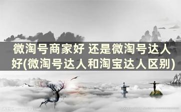 微淘号商家好 还是微淘号达人好(微淘号达人和淘宝达人区别)